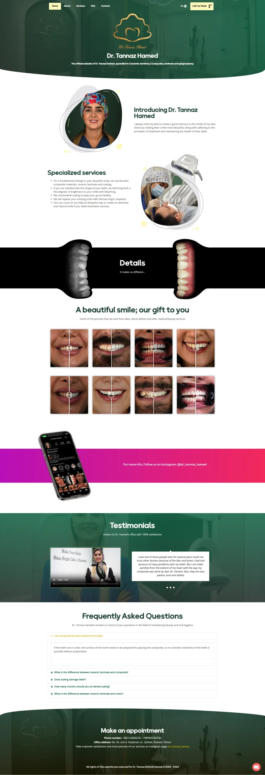 Dental website design project for cosmetic dentistry